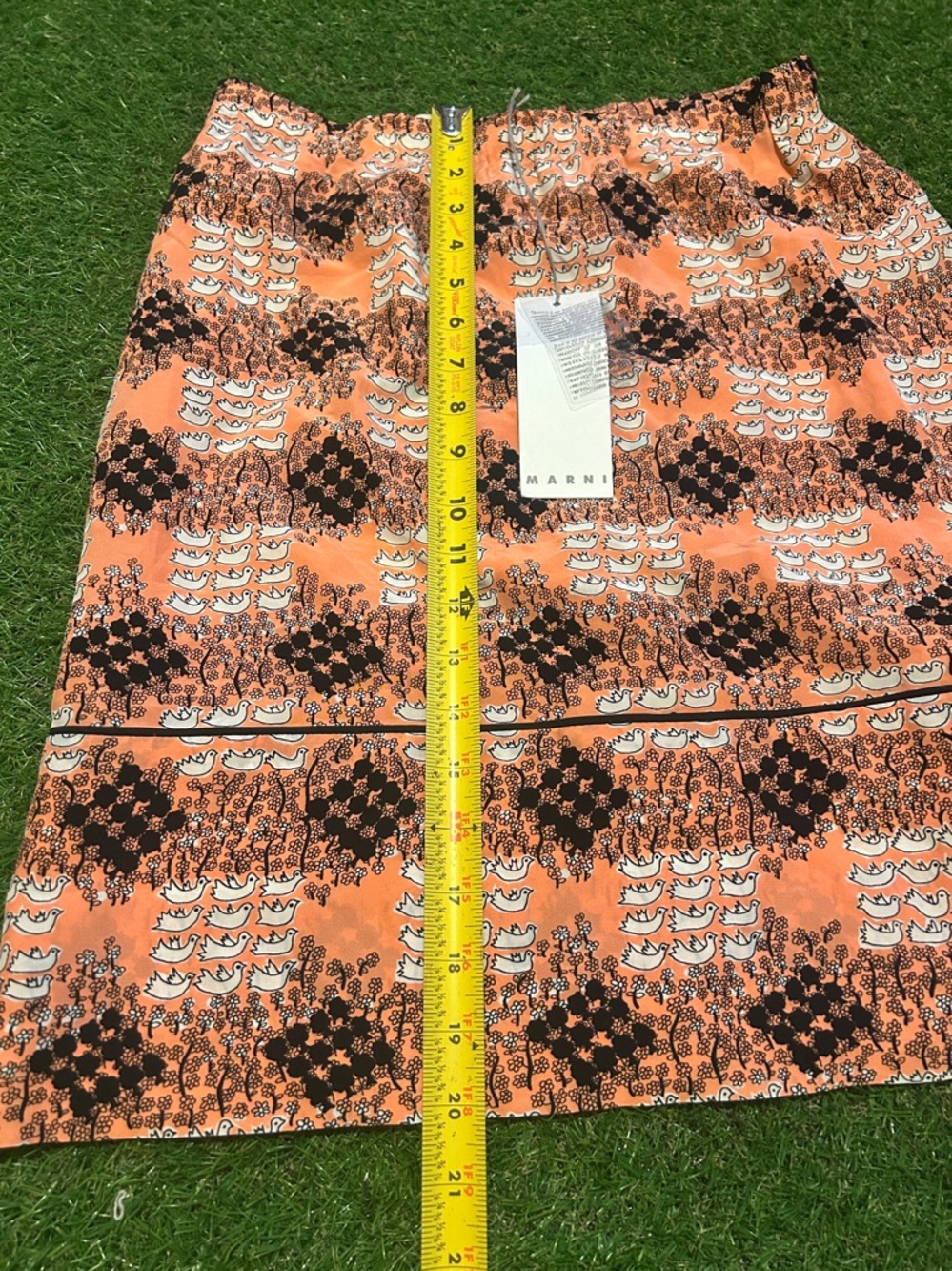 Marni Coral Peach Printed Pencil Skirt - Picture 4 of 7